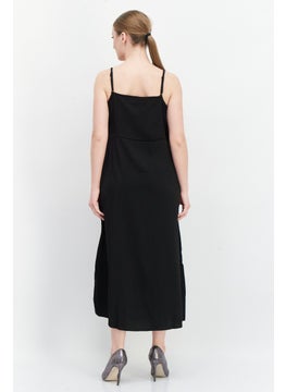 French Connection Women Plain Satin Midi Dress, Black  - Image 2