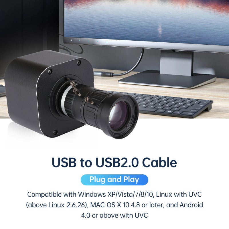 4K Webcam 5X Optical Zoom Lens Compact Aluminum Case - Advanced IMX 415 Image Sensor HD Camera for Online Classes Video Conferencing Live Streaming Industrial Monitoring - Image 2