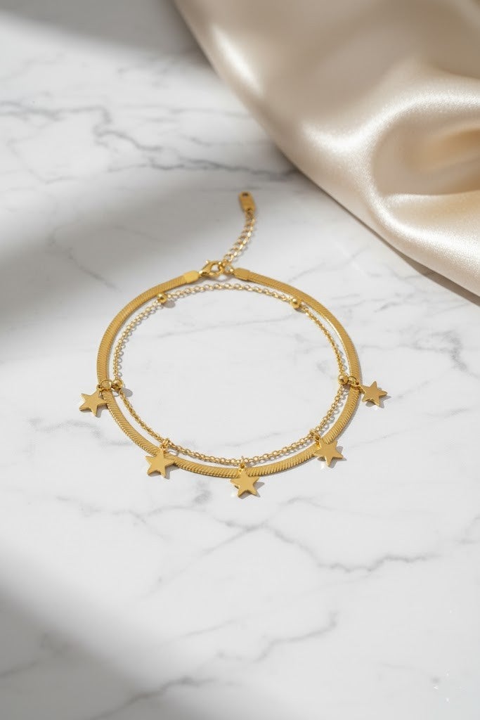 FLUFFY Women’s Bracelet Flat Chain Star Charm Classic Style - Image 2