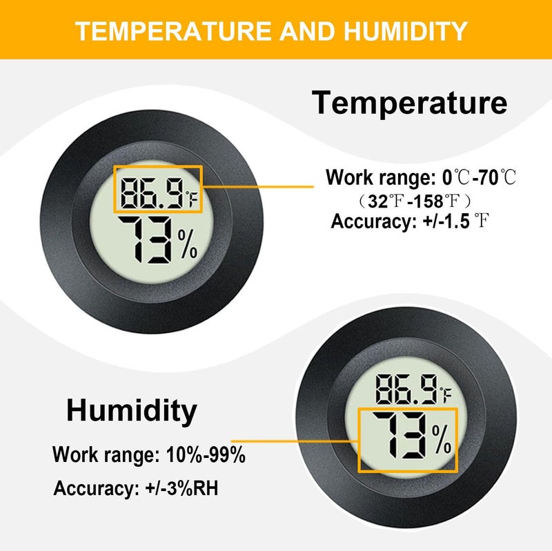 JEDEW 2 Pack Hygrometer Thermometer Digital Humidity Meter Indoor/Outdoor Humidity Monitor Reptile Thermo-Hygrometer for Greenhouse Humidors Terrarium Jars, Fahrenheit (â„‰) /Celsius(â„ƒ) (2) - Image 3