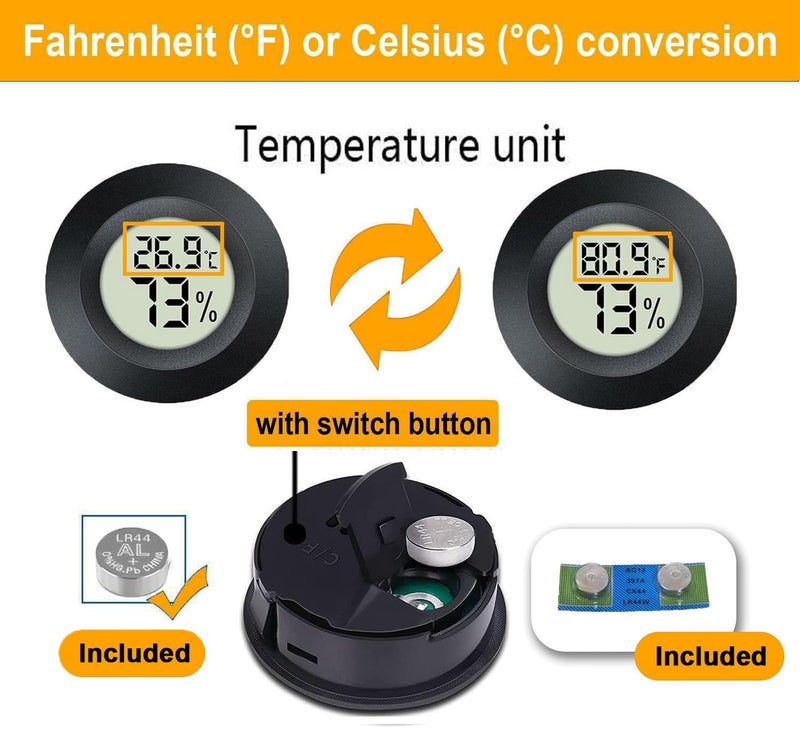 JEDEW 2 Pack Hygrometer Thermometer Digital Humidity Meter Indoor/Outdoor Humidity Monitor Reptile Thermo-Hygrometer for Greenhouse Humidors Terrarium Jars, Fahrenheit (â„‰) /Celsius(â„ƒ) (2) - Image 4