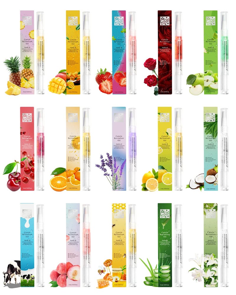 Fokostar Nail & Cuticle Oil Pen 15Pcs Kit Manicure Essentials Strengthening with Different Naturale Scents Salone SPA Hydrating Repair Treatment Supplies - Image 1