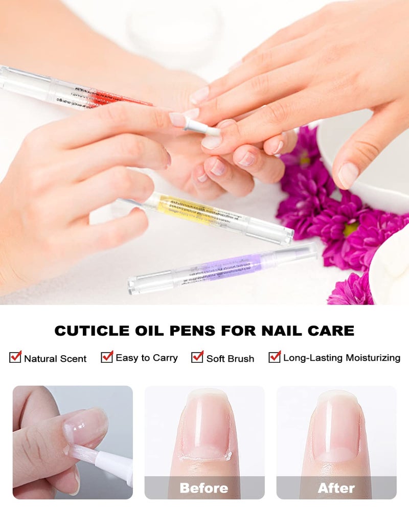 Fokostar Nail & Cuticle Oil Pen 15Pcs Kit Manicure Essentials Strengthening with Different Naturale Scents Salone SPA Hydrating Repair Treatment Supplies - Image 2