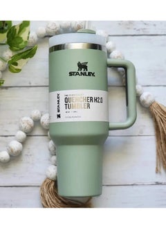 H2.0 Flow State Stainless Steel Tumbler with Handle and Straw Lid Insulated Reusable Cup for Water, Coffee, Smoothies  More, Travel Mug, Cupholder Friendly 40 oz