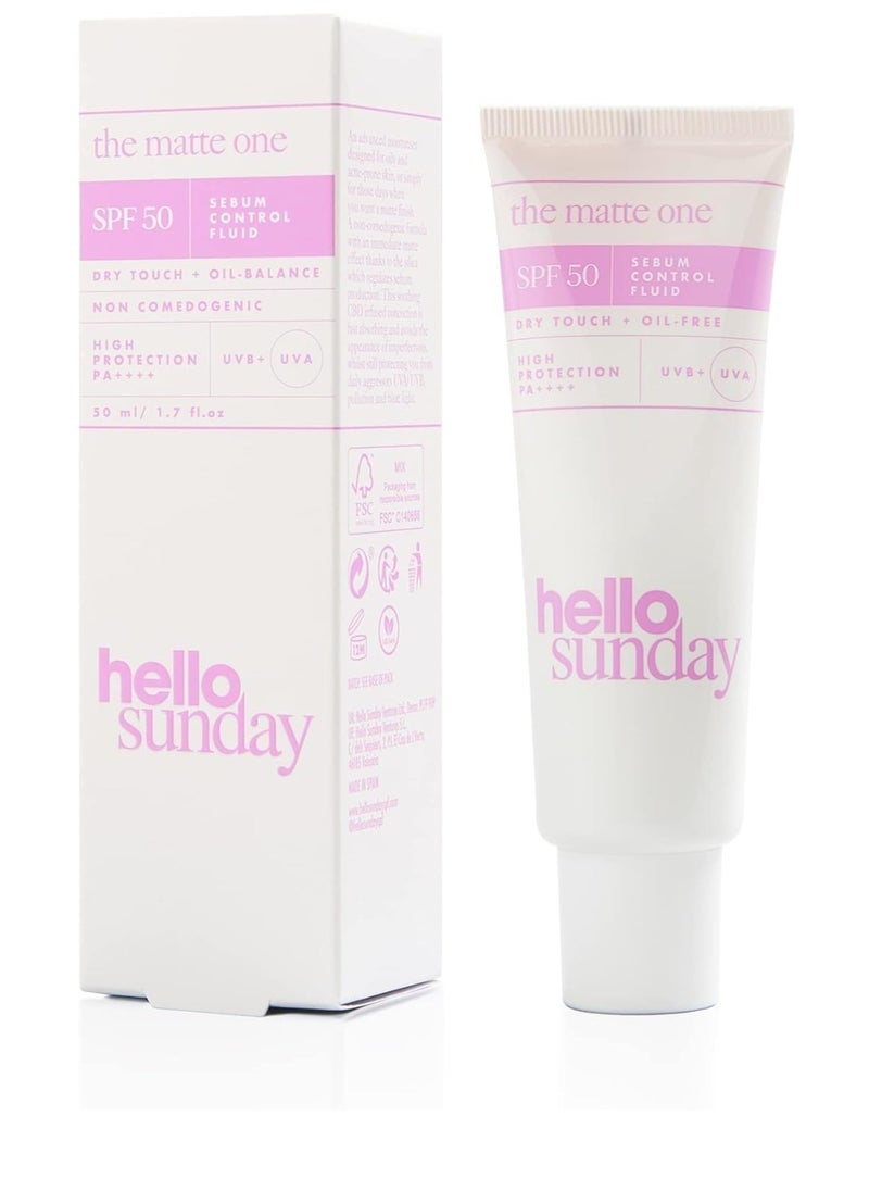 hello sunday The Matte One Sebum Control Fluid SPF 50 for Unisex - 1.7 oz Moisturiser  - Image 2