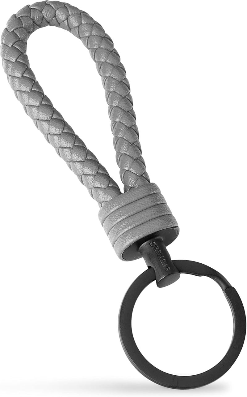 SERASAR Key Ring Car Made Of Leather With Stainless Steel Key Fob - Additional Rings For Small Keys - Ideal For Car, Motorcycle, Bicycle & House - With Gift Box For Men And Women - Image 2