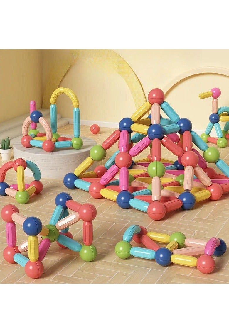 64 PCS Magnetic Building Toys for Kids, Magnet Blocks Sticks & Ball Creativity Game,  Development Kit for Preschool Girls,Boys Ideal Gift Set, Including Storage Box  - Image 5