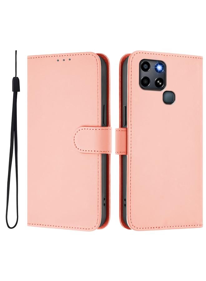 زبون جراب لهاتف Infinix Smart 6 / 6 Plus مصنوع من الجلد بلون سادة مع حبل - Image 2