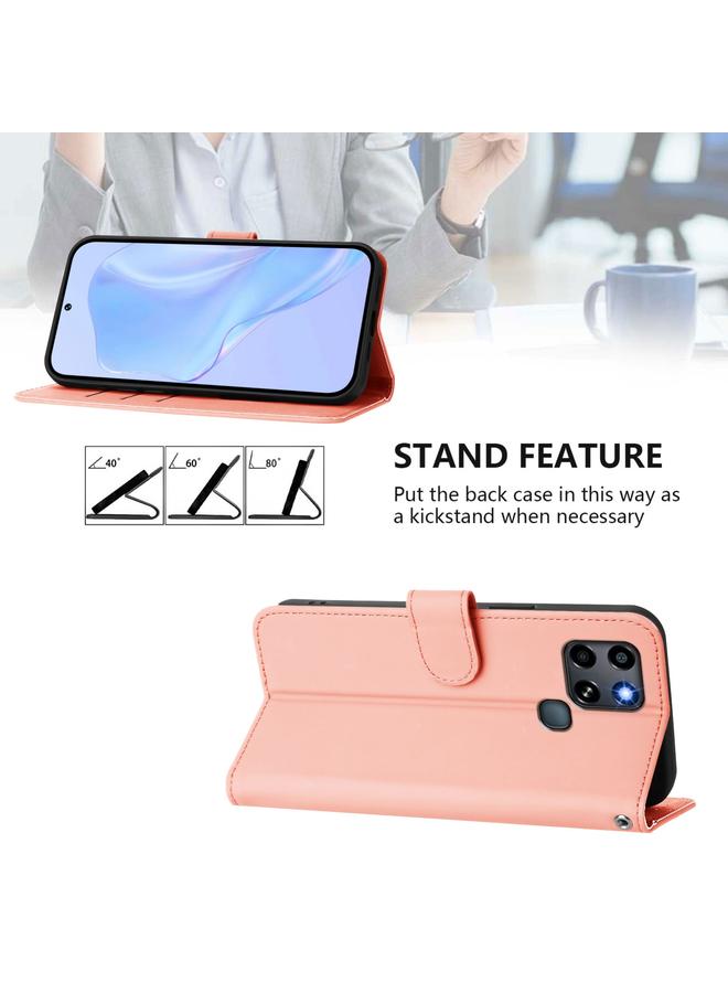 زبون جراب لهاتف Infinix Smart 6 / 6 Plus مصنوع من الجلد بلون سادة مع حبل - Image 3