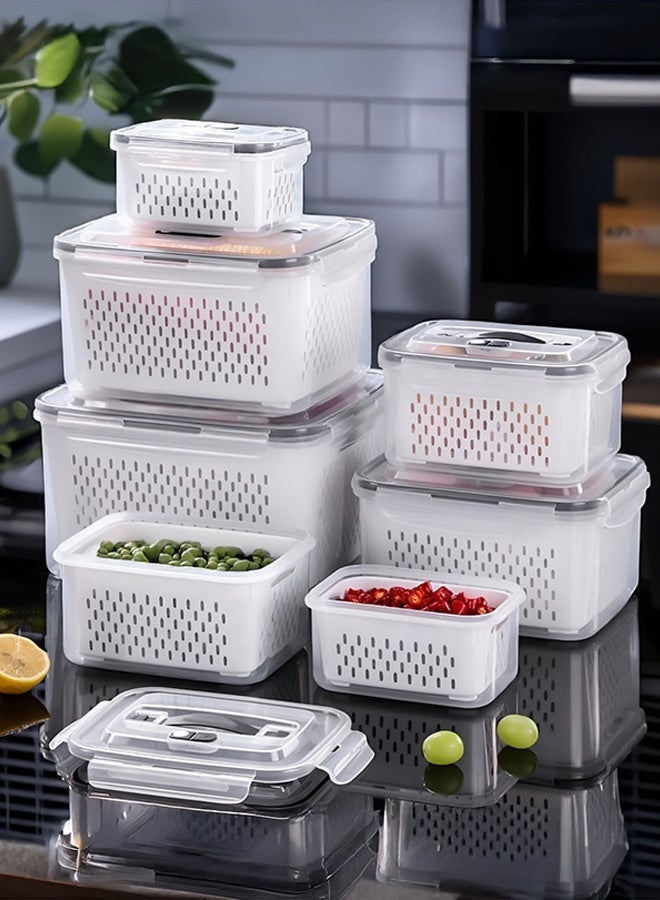 MEDOOSI 6PCS/Set - 24 Piece - Smart Kitchen Storage Boxes - Airtight, Microwave & Freezer Safe | Fridge & Pantry Organizers | Durable Containers with 6 Draining Baskets & Dividers | For Kitchen, Food & Vegetables - Image 1