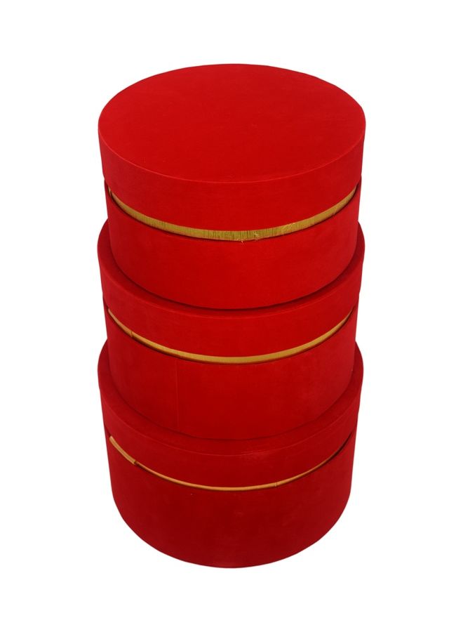 NIBEMINENT 3-Piece New Style Velvet Gift Boxes For Flower, Chocolate Decor Red  - Image 1
