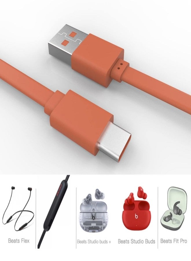 Sqrmekoko Replacement Charging Cord Power Supply Cable Line Compatible with Beats Flex, Beats Fit Pro, Beats Studio Buds+, Beats Studio Buds Wireless Earbuds-3.3ft/Orange - Image 3