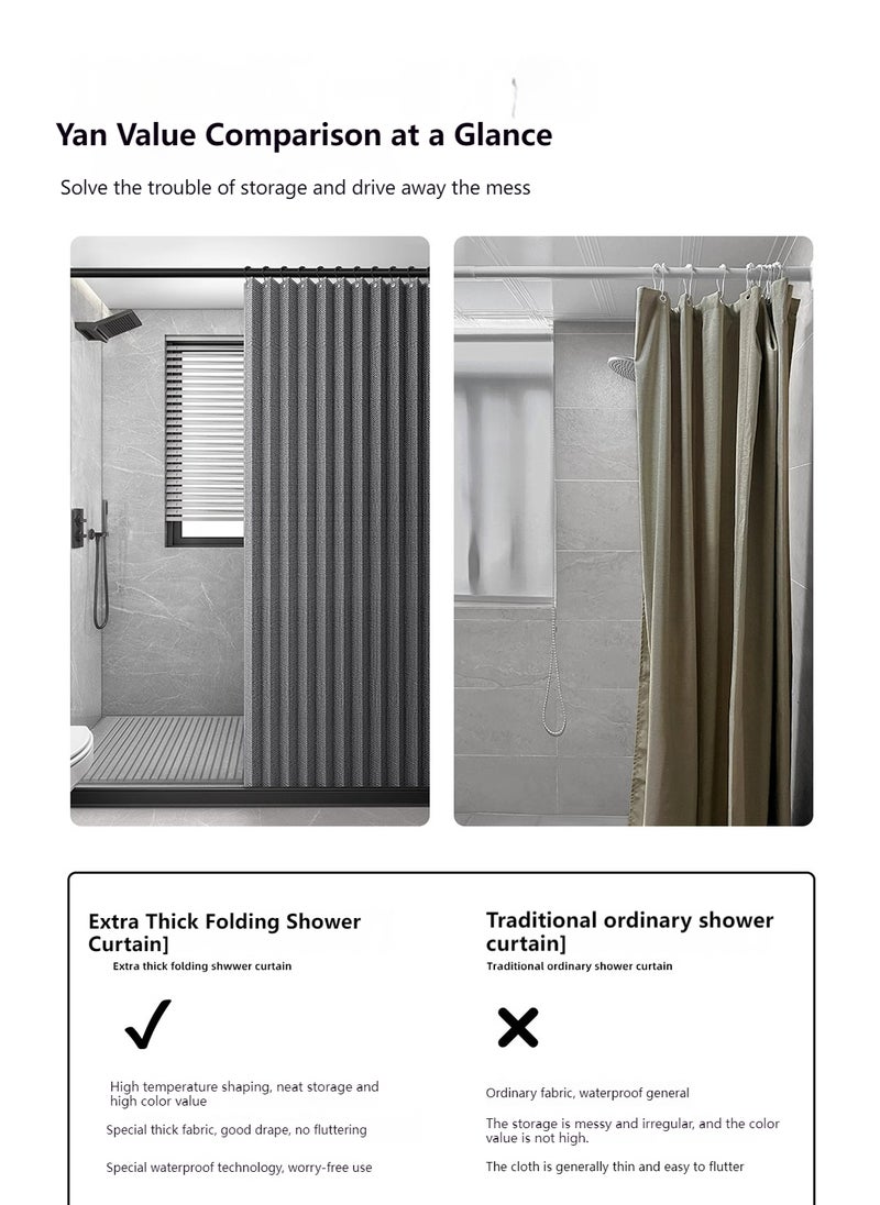 Sharpdo Bathroom Punch-Free Double-Sided Magnetic Shower Curtain, Mildew-Proof, Waterproof and Anti-Bacterial Shower Curtain 180*180CM  - Image 3