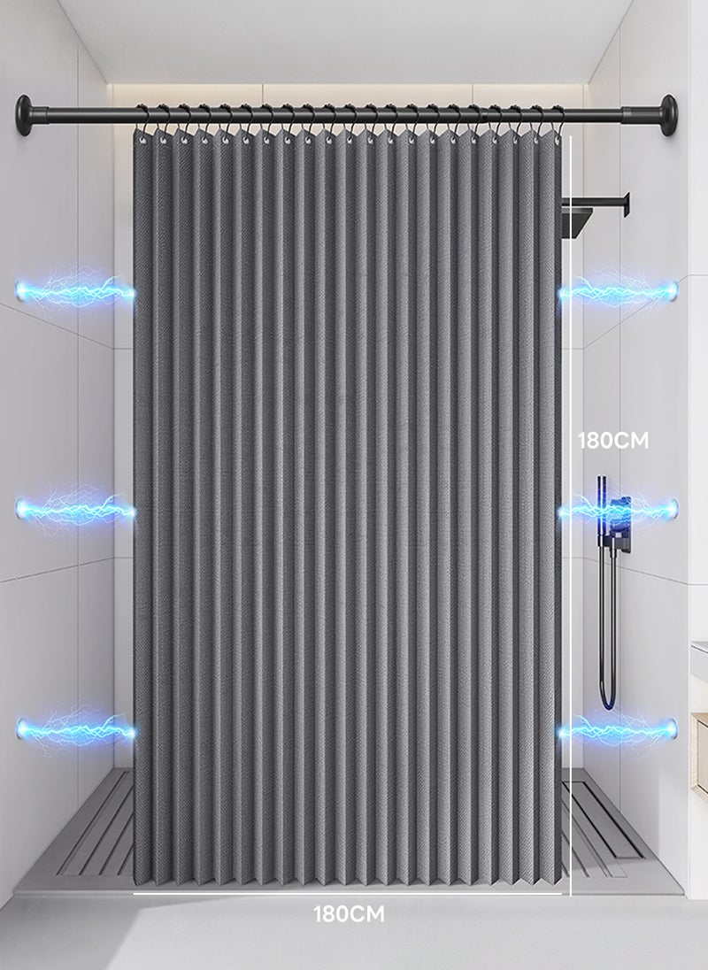 Sharpdo Bathroom Punch-Free Double-Sided Magnetic Shower Curtain, Mildew-Proof, Waterproof and Anti-Bacterial Shower Curtain 180*180CM  - Image 1
