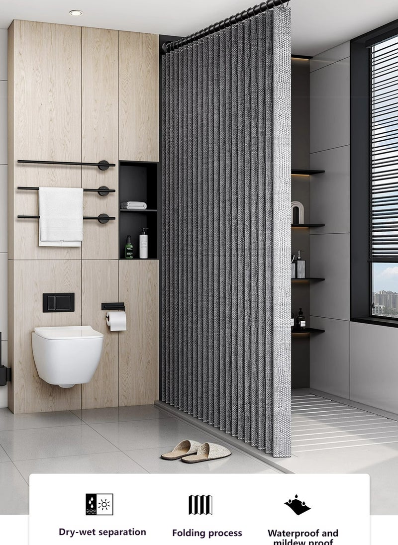 Sharpdo Bathroom Punch-Free Double-Sided Magnetic Shower Curtain, Mildew-Proof, Waterproof and Anti-Bacterial Shower Curtain 180*180CM  - Image 2