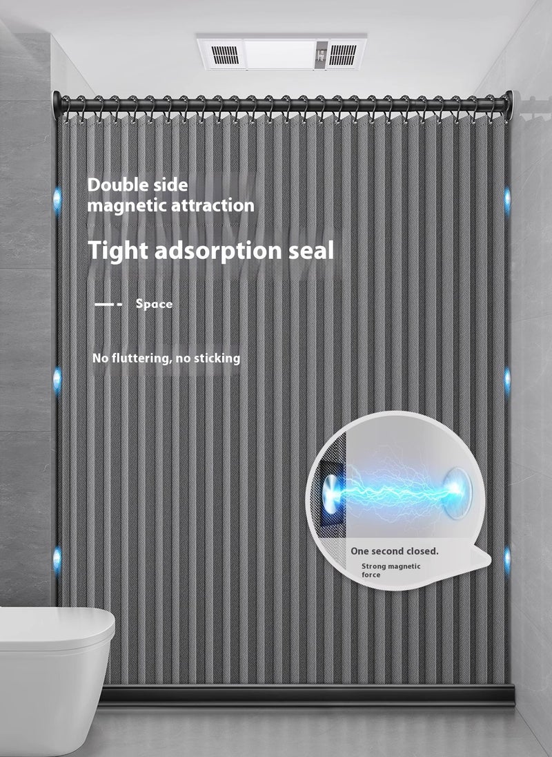 Sharpdo Bathroom Punch-Free Double-Sided Magnetic Shower Curtain, Mildew-Proof, Waterproof and Anti-Bacterial Shower Curtain 180*180CM  - Image 4
