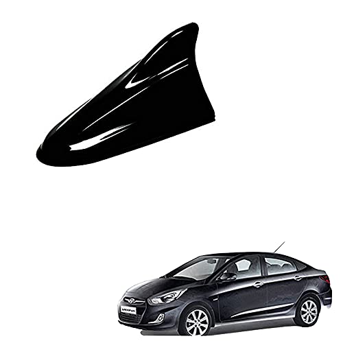 Auto Pearl Shark Fin Antenna Universal Replacement Car Antenna Roof Aerial ABS Material Waterproof Rubber Ring AM FM Radio Signal Compatiable with - Verna Fluidic (Color Black) - Image 2