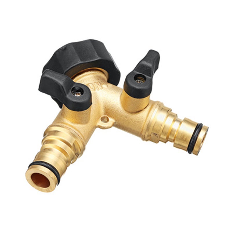 Garden Hose Splitter 2 Way: 3/4" Threaded Brass Gold - Frost Shatter Proof Dual Shut Off Valves for Outdoor Garden Tap Hose Applications - Image 2