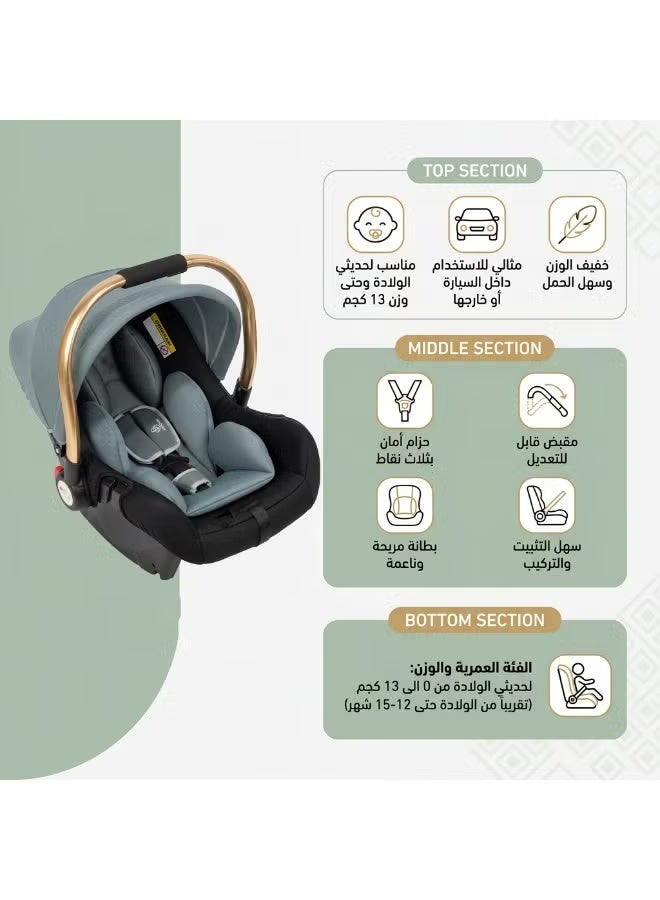 NIVORRA Newborn Infant Car Seat & Carrier, Lightweight, 3-Point Harness, 0-13 kg (0-15 Months) - Image 2