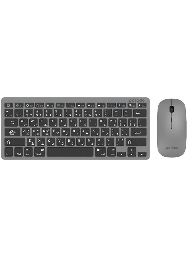 erorex Wireless Super Slim And Portable Bluetooth Keyboard With Mouse English Arabic 800 1600 Dpi Ultra Thin Lightweight Compatible For Windows Laptop Pc Desktop Computer Gray - Image 1