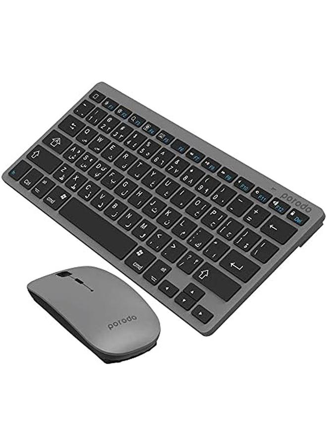 erorex Wireless Super Slim And Portable Bluetooth Keyboard With Mouse English Arabic 800 1600 Dpi Ultra Thin Lightweight Compatible For Windows Laptop Pc Desktop Computer Gray - Image 3