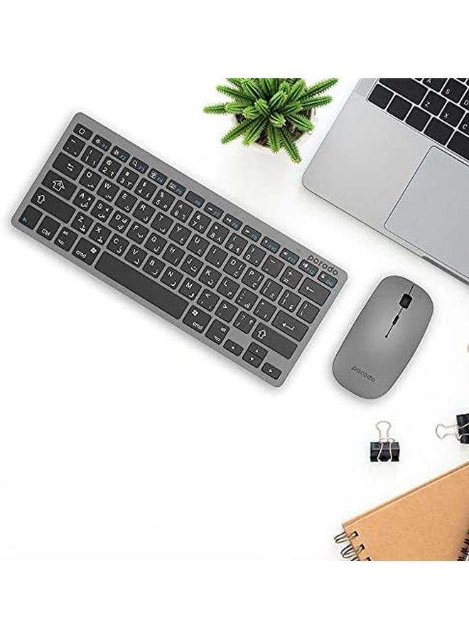erorex Wireless Super Slim And Portable Bluetooth Keyboard With Mouse English Arabic 800 1600 Dpi Ultra Thin Lightweight Compatible For Windows Laptop Pc Desktop Computer Gray - Image 4
