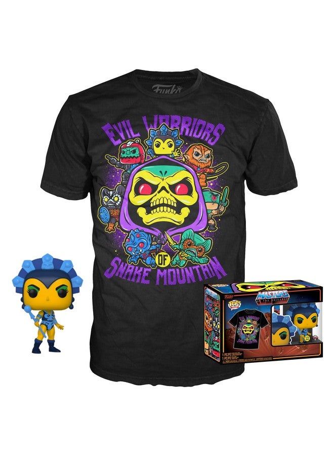 Funko Pop & Tee: Motu Evil Lyn Glow In The Dark Medium Masters Of The Universe Tshirt Clothes With Collectable Vinyl Figure Gift Idea Toys And Short Sleeve Top For Adults Unisex Men  - Image 1
