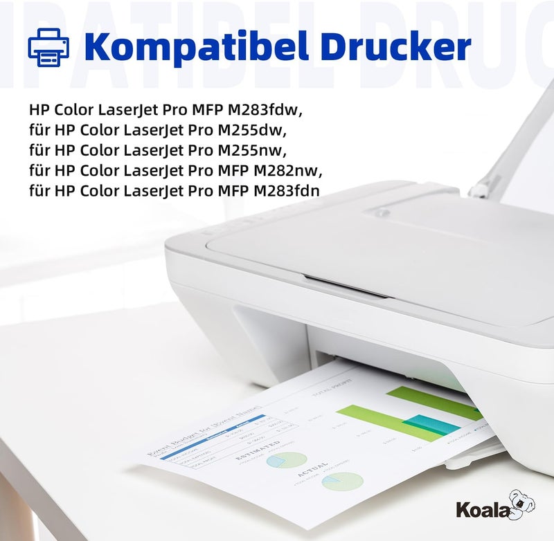 Koala 207A 207X (with Chip) W2210X W2211X W2212X W2213X Toner Cartridge Compatible with HP Toner 207X for HP Color LaserJet Pro MFP M283fdw M283fdn Color LaserJet Pro MFP M282nw M255nw M255dw 4-Pack - Image 3