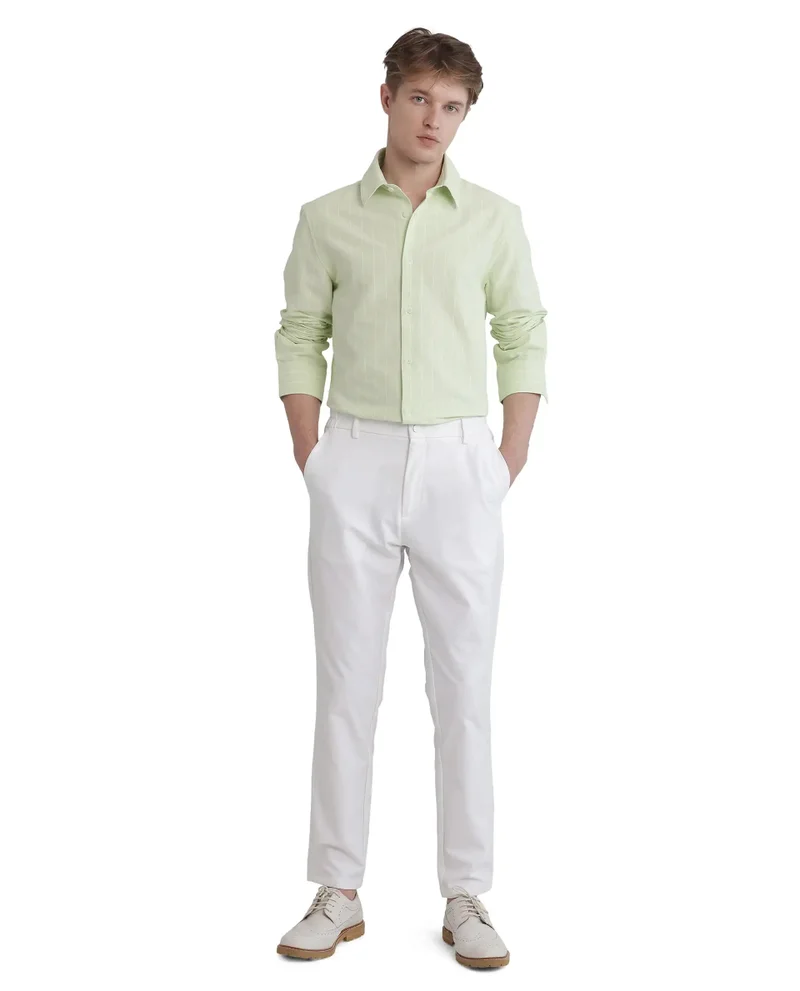 Rare Rabbit Rare Rabbit Men's Lorg Light Green Cotton Fabric Full Sleeve Collared Neck Button Closure Printed Shirt