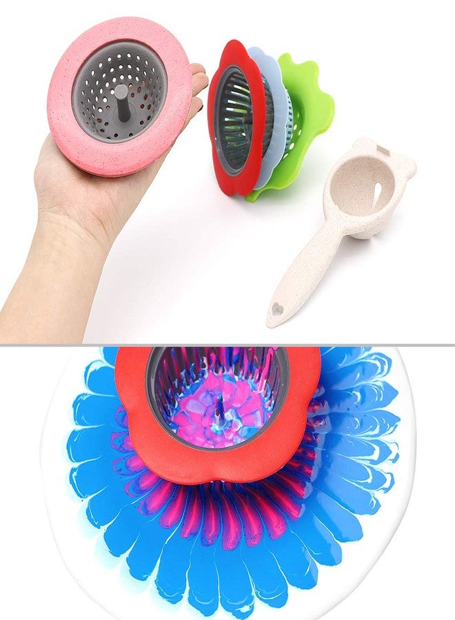 Angela&Alex Acrylic Pouring Strainers, 5 PCS Flow Painting Tools Christmas DIY Kits Drawing Sets Flower Strainers Plastic Silicone Drain Basket Unique Pattern Train Art Supplies - Image 5