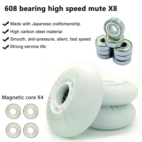 FYANER Light Up Inline Skate Wheels 4 Pack - Luminous Flash Inline Skates Replacement Wheel 76mm(White), Universal - Image 3