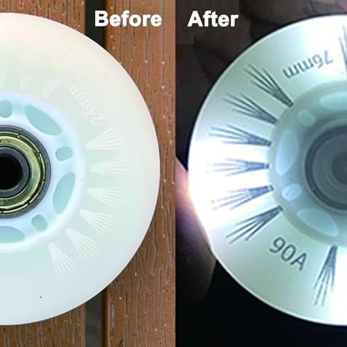FYANER Light Up Inline Skate Wheels 4 Pack - Luminous Flash Inline Skates Replacement Wheel 76mm(White), Universal - Image 4