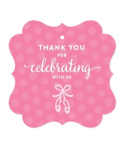Generic Birthday Fancy Frame Gift Tags, Thank You for Celebrating with Us, Ballet Flats Shoes, 24-Pack, for Gifts and Party Favors  - Image 1