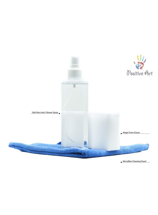 Positive Art Chalkboard Cleaner Spray & Eraser Kit (8.5 Fl. Oz) - For Liquid Chalk Markers - Works With Blackboard Dry Erase Boards - Easily Removes Ink And Stains  - Image 2