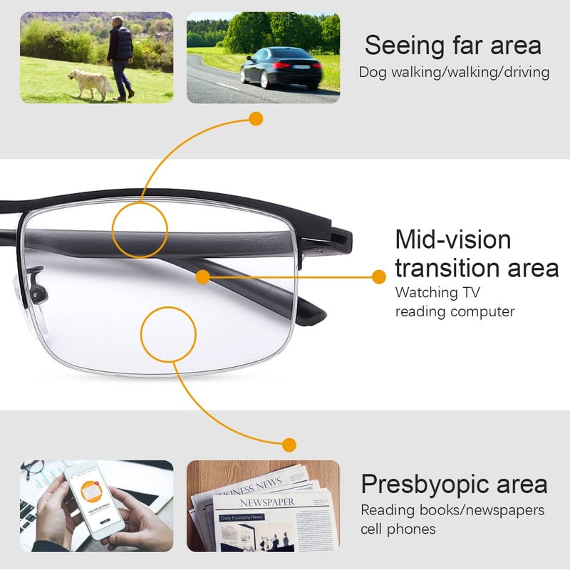 YIMI Progressive Photochromic Multifocus Reading Glasses UV400 Sun Readers Computer Anti Blue Light Glasses for Men Women(Black, 2.00, multiplier_x) - Image 4