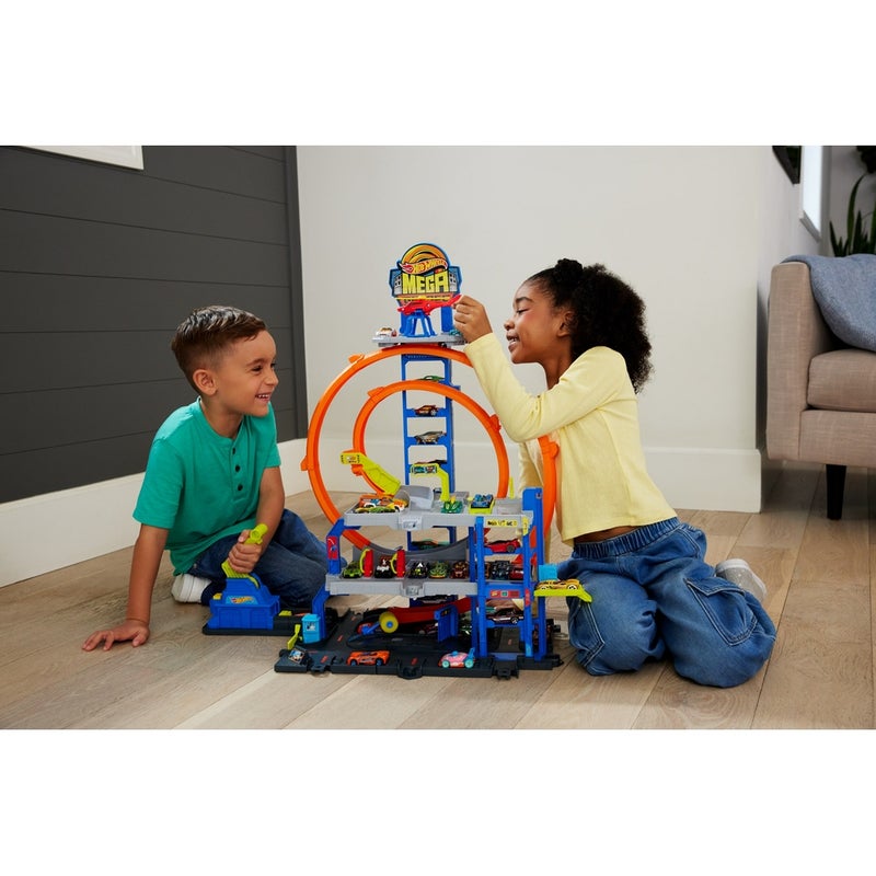Mattel Games Mattel - Hot Wheels City Mega Loop Garage Playset with 1/64 Car & Helicopter - JBM74 - Image 2
