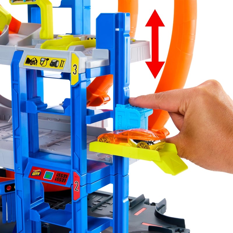 Mattel Games Mattel - Hot Wheels City Mega Loop Garage Playset with 1/64 Car & Helicopter - JBM74 - Image 3