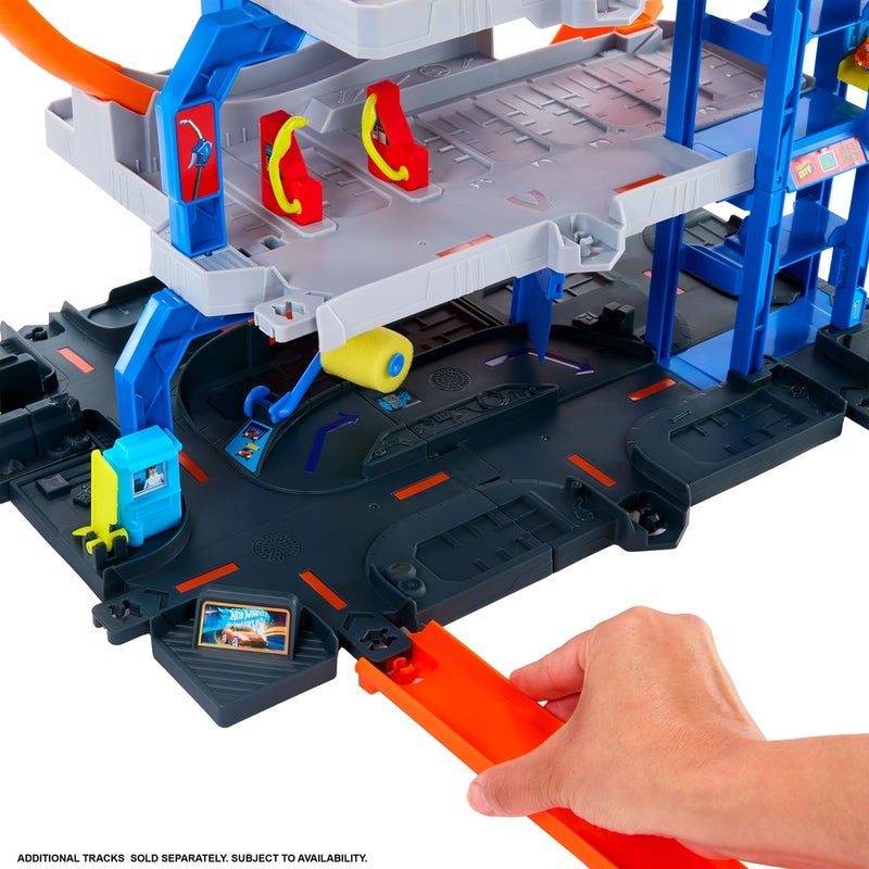 Mattel Games Mattel - Hot Wheels City Mega Loop Garage Playset with 1/64 Car & Helicopter - JBM74 - Image 5