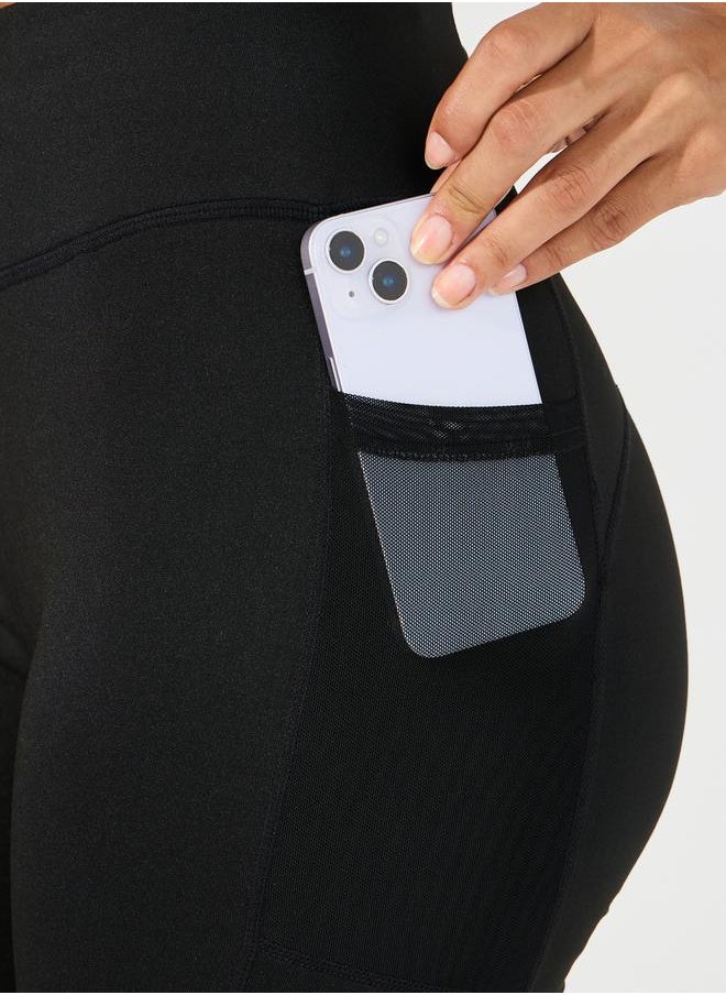 Styli Back Reflective Stripe Detail Side Mesh & Waist Back Pocket Cycling Shorts  - Image 4