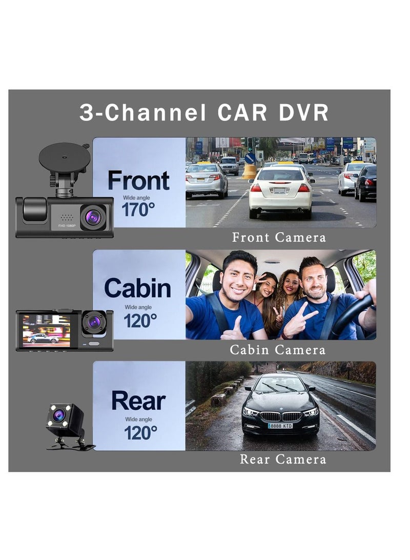 AROAQ 3 Camera Lens HD 1080P Dash Camera Dual Lens Video Recorder Black Box  Parking Monitoring - Image 2