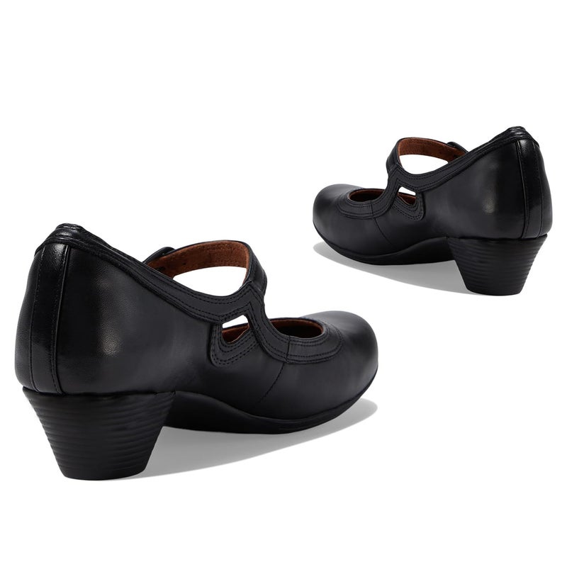 SHODENSE Women Retro Black Chunky Heel Mary Jane Shoes Round Toe Ankle Strap Dress Pumps Sandals 2 inch Mid Block Heel Mary Janes Two Tone Matte Buckle Cute Wedding Casual Black 6 M US - Image 4