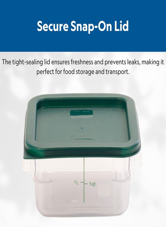 FSE Square Food Storage Container with Green Lid, 2 Quart, Polycarbonate, Reusable, Clear, NSF - Image 3