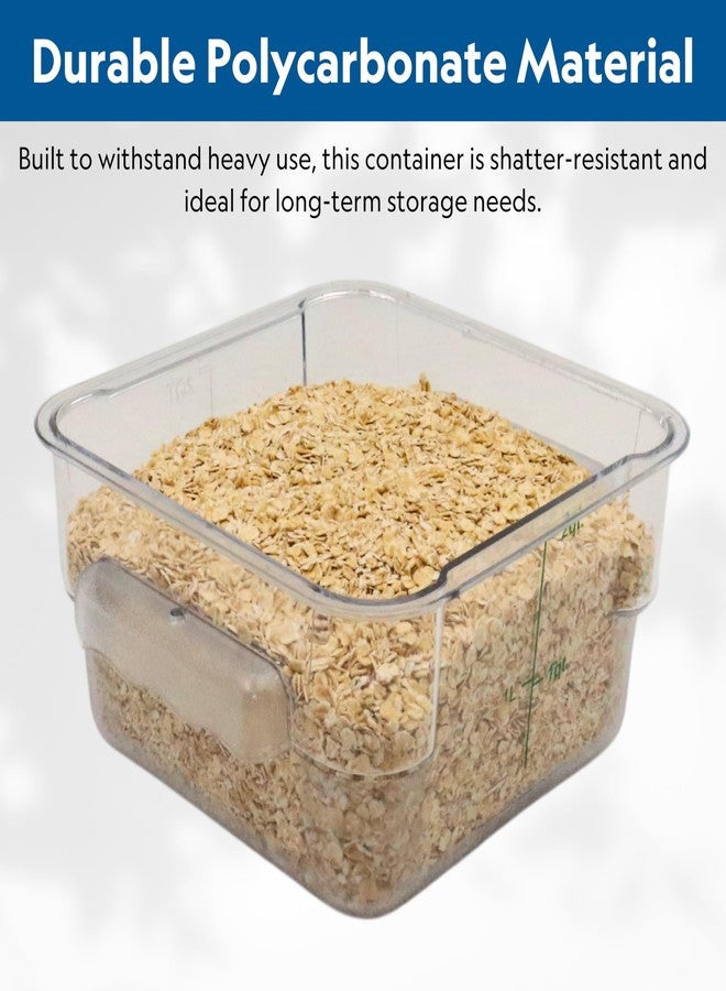 FSE Square Food Storage Container with Green Lid, 2 Quart, Polycarbonate, Reusable, Clear, NSF - Image 2