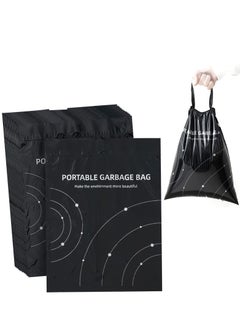 SYOSI Disposable Trash Bags for Cars, 40 Pack Vomit Bags, Portable Drawstring, Paste Dual-Use Self Adhesive Cleaning Bags, Easy Stick on and Hanging, for Cars Kitchens Bedrooms Travel Office (Black)  - Image 1