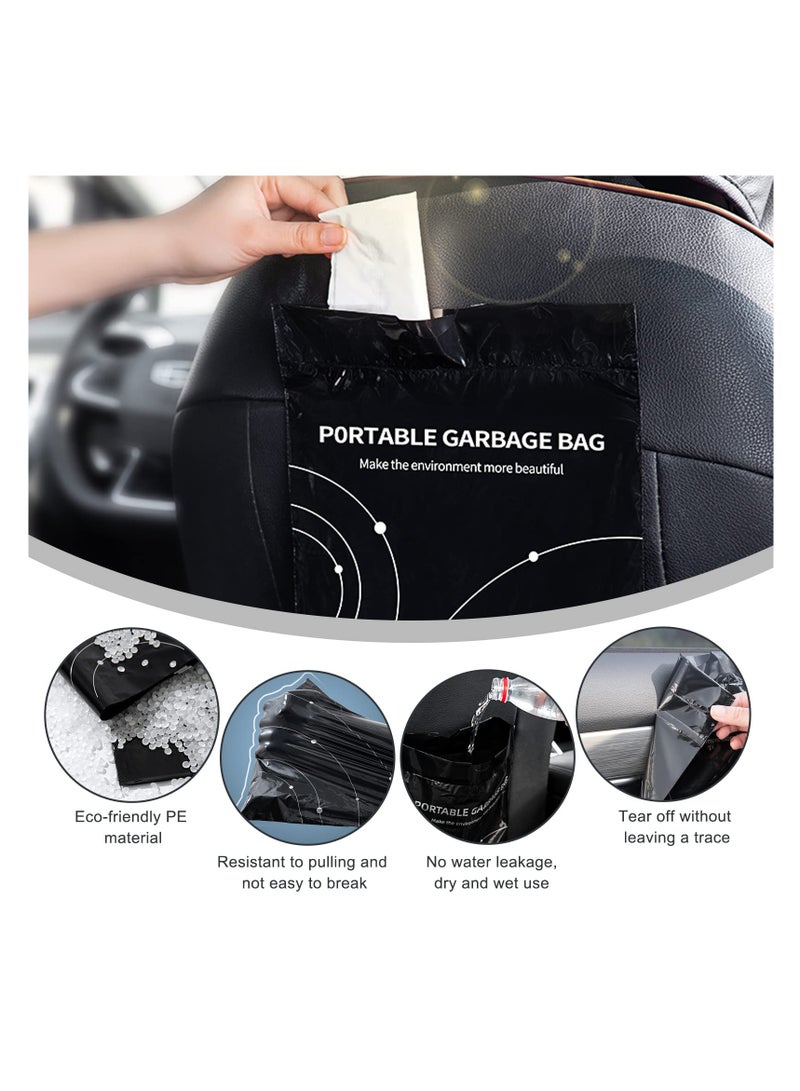 Disposable Trash Bags for Cars, 40 Pack Vomit Bags, Portable Drawstring, Paste Dual-Use Self Adhesive Cleaning Bags, Easy Stick on and Hanging, for Cars Kitchens Bedrooms Travel Office (Black)