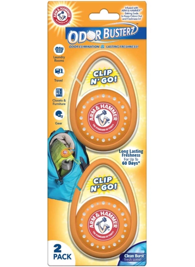 Arm & Hammer - ARM & HAMMER Odor Busterz Clip N Go, 2 Pack Deodorizor, 2-Pack, 2 Count - Image 1