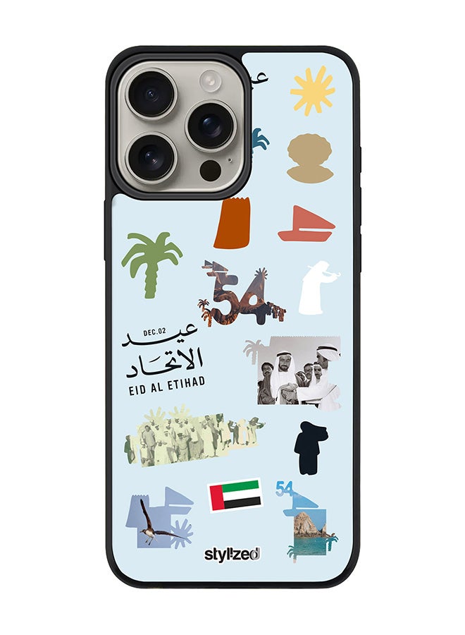 Stylizedd for iPhone 16 Pro Max Case [Compatible with MagSafe] Magnetic cover Slim fit Camera Protection, Shockproof Thin Phone Case- Eid Al Etihad 54th UAE National Day, Light Blue - Image 1
