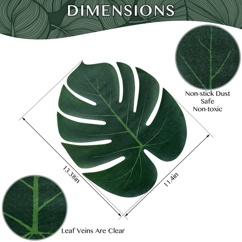 ATFL Artificial Palm Leaves,50 Pcs Big Leaf Placemat, Green Palm Leaves Party Decorations,Tropical Table Decor, Hawaiian Leaves Decor,Safari Leaves Decoration - Image 3