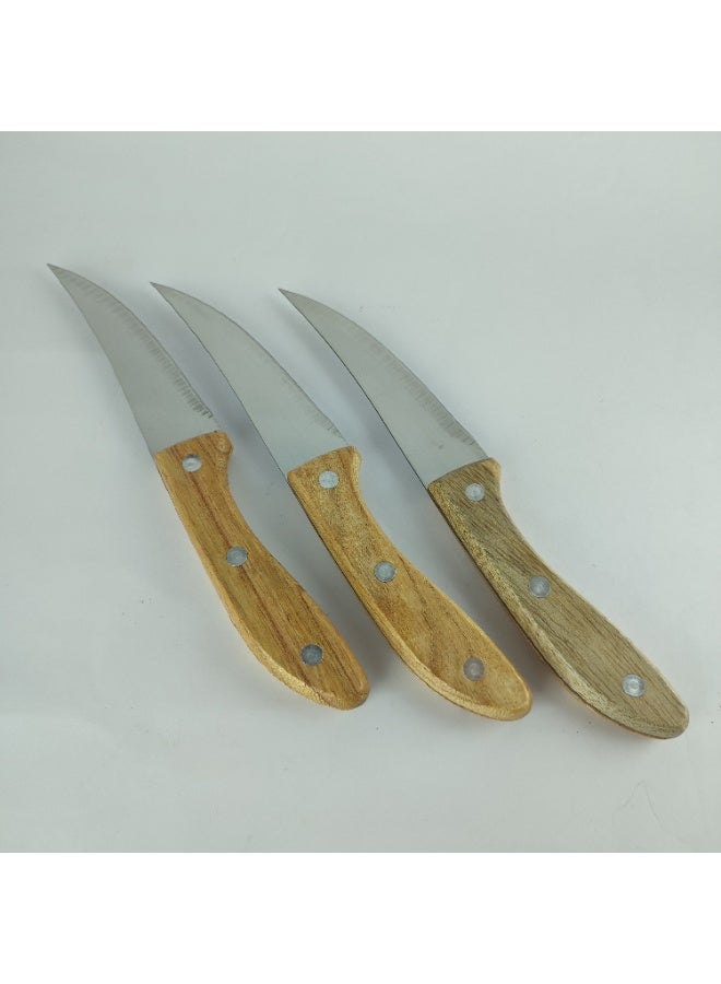 Set of 3 Sharp Kitchen Knives with Wooden Handle – Precise & Efficient Cutting - Image 2