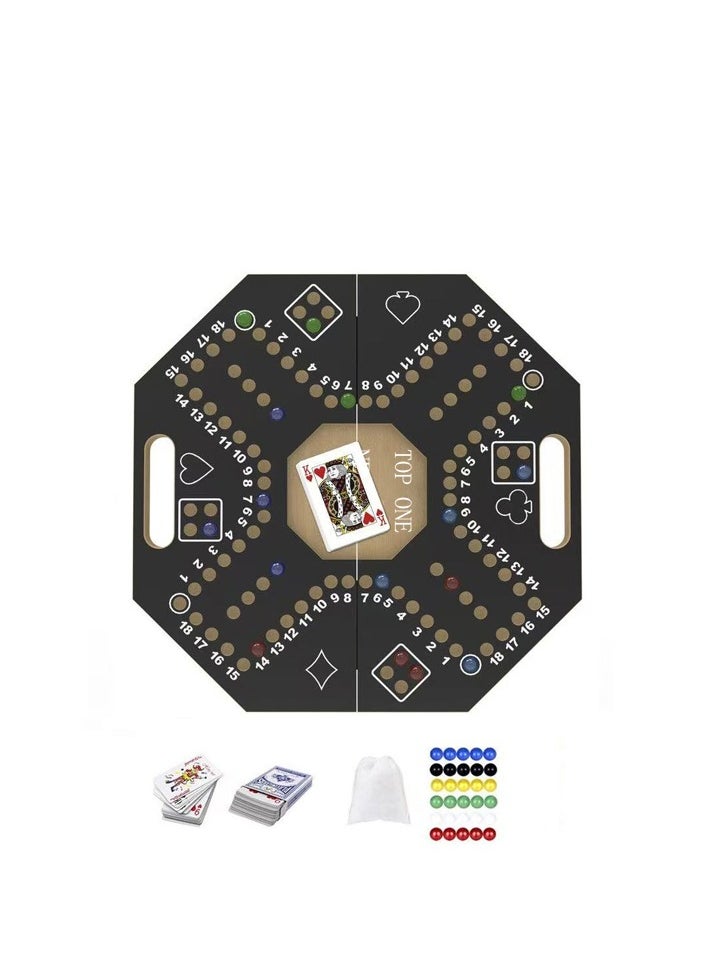TOP ONE Jackaroo Board Game,Ludo Board Game,Jackaroo Joker Wooden Board Game for 4 players,Includes Cards and Marbles, Small bag for Marbles,Jackaroo Game Family Game Marble Game  - Image 1
